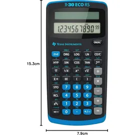 Texas Instruments TI-30 ECO RS Schulrechner, Technisch-Wissenschaftlich (Einzeiliges 10-stelliges Display, Solarbetrieb) Schwarz