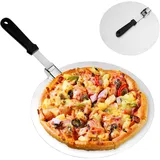 Koqit Pizzaschieber Edelstahl, Pizzaschaufel für den Grill Oder Ofe mit Praktischen Einklapp-Griff, Runder Pizzaschieber für Pizza, 30,5x30,5 cm/12 Zoll,Flammkuchen und Brot