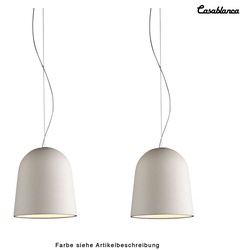 Casablanca Pendelleuchte CLAVIO Doppelpendel, ØxH: 21x23cm, 2x E27 max. 60W, IP20, Keramik: Lava cremefarben / Armatur: Alu schwarz matt CSB-LV21-B52S