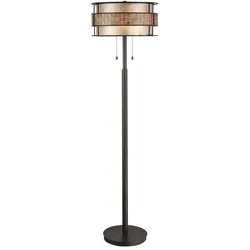 Stehlampe Stehleuchte Metall Glas Kupfer Zugschalter Wohnzimmerlampe 2 Flammig