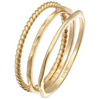 Elli PREMIUM Stapelringe Stacking Bandring 3er Set 375 Gelbgold 52 Damen