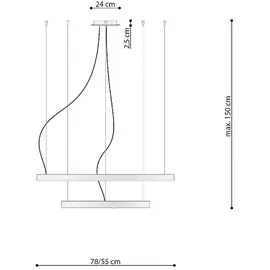 Sollux Lighting Hängeleuchte Pendellampe Designleuchte Wohnzimmerlampe LED Ringe schwarz D 78cm