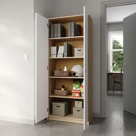home collective Mehrzweckschrank 74 x 35 x 180 cm Beige/Weiß