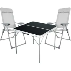 Outdoor Camping Sitzgarnitur schwarz 3-teilig  80x80cm