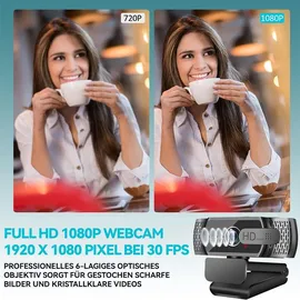 Neefeaer 2K Full HD Webcam Schwarz