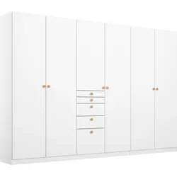 Drehtürenschrank RAUCH "Freyja", weiß (alpinweiß), B:271,0cm H:210,0cm T:54,0cm, Holzwerkstoff, Schränke, mit natürlichen Massivholzgriffen