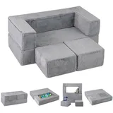Costway Kindersofa Modulares Spielsofa 100 x 52 x 42 cm grau
