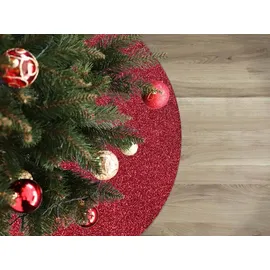 Primaflor Weihnachtsbaum Unterlage Glimmer Rund - Rot, - Ø 100cm