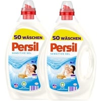 Persil Sensitive Gel, 100 (2 x 50 Waschladungen), ECARF-zertifiziertes Sensitive Waschmittel für Allergiker und sensible Haut, duftet nach Aloe Vera & natürlicher Seife, 20 °C - 95 °C