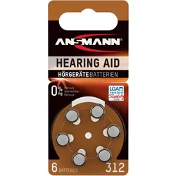 1x6 Ansmann Zinc-Air 312 (PR41) Hörgeräte Batterien
