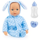 Bayer Design 93822AD Babypuppe Anna, spricht 24 Babylaute, weicher Körper, Schlafaugen, Schnuller, Flasche, 38 cm, blau