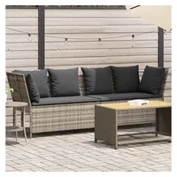 vidaXL Gartensofa mit Kissen Hellgrau Poly Rattan,