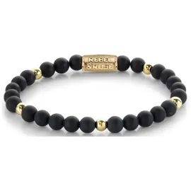 Rebel & Rose Matt Black Madonna Armband aus Gold und schwarzen Steinen RR-60078-G-M Größe Unisex