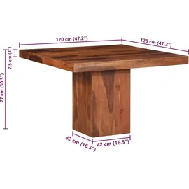 vidaXL Esstisch 120 x 77 x 120 cm Massivholz Akazie braun