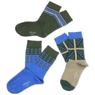 Camano Langsocken CA3831 (Packung, 3-Paar, 3 Paar) Kinder Socken, Jungen & Mädchen mit Baumwolle, Kindersocken bunt|grün 39-42