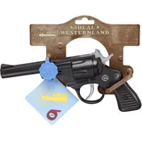 J.G.Schrödel 4019151 Junior: Spielzeugpistole für Zündplättchen, Ideal für das Cowboy- oder Polizeikostüm, 100 Schuss, 21 cm, schwarz (401 9151)