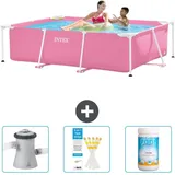 Intex mit rechteckigem Rahmen 220 x 150 x 60 cm – Rosa – im Lieferumfang enthalten Accessoire CB73 - Intex Pool