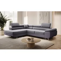 Luxusbetten24 Schlafsofa Designer Sofa Aston Stoff/Kunstleder, mit Stauraum und Schlaffunktion grau