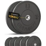 HQ Germany® Hantelscheiben 50mm [Set/Paar 5-25kg] - Training Vollgummi Bumper Plates 15kg - Hantelscheiben Set 50mm, Gewichtsscheiben, Gewichte, Weight Plates nach IWF Standard