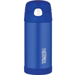 Thermos FUNtrainer Isolierflasche, 355 ml, Isoliertrinkflasche mit Flip-up Trinkhalm für bequemes Trinken, Farbe: blau