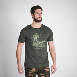 T-Shirt 100 Jagd Baumwolle Jagdhund grün, grün, XL