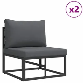 vidaXL Garten-Sofa-Set mit Kissen 6 pcs Schwarz Aluminium