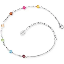 Fußkette ENGELSRUFER "Glasperlen, ERFS-RAINBOW", bunt (edelstahlfarben, gelb, pink, braun, natur, grün, blau, gelb, pink, braun, natur, grün, blau), Fußkettchen, Edelstahl, mit Glassteinen