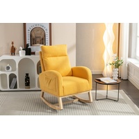 OKWISH Schaukelstuhl Relaxstuhl Schaukelsessel, Teddy Fabric Upholstered Rocking Chair, Für Wohnzimmer/Schlafzimmer gelb
