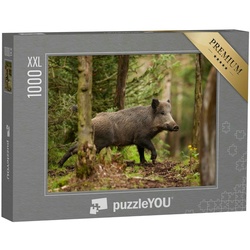 puzzleYOU Puzzle Puzzle 1000 Teile XXL „Wildschwein in den tschechischen Wäldern“, 1000 Puzzleteile, puzzleYOU-Kollektionen Wildschweine, Tiere in Wald & Gebirge