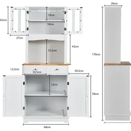 Costway Küchenschrank Hochschrank 170 x 0 x 0 cm Weiß