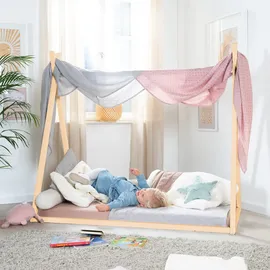 roba Kinderbett Tipibett 70 x 140 cm Bambus natur beige