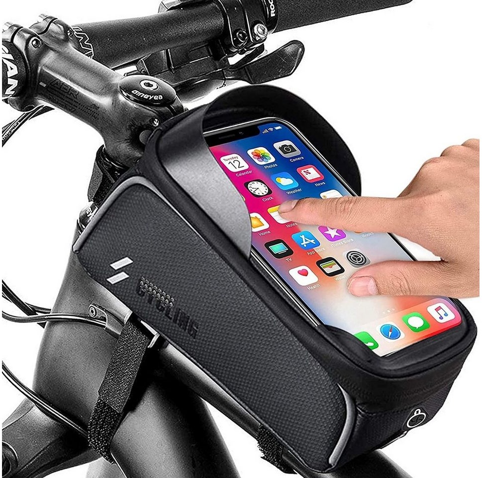 zggzerg Fahrradtasche Wasserdicht Fahrrad Handytasche für Smartphones unter 6,5 Zoll schwarz