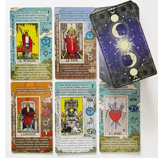 tarotika GWE Tarot – Tarotkarte für Anfänger, Französisch, kein Buchführer, Tarot-Spiel mit Schlüsselwörtern, Tarotkarten zum Lernen