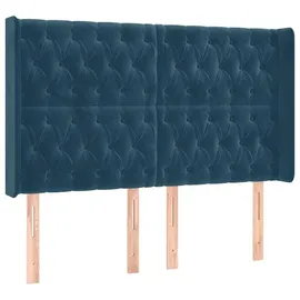vidaXL Boxspringbett mit Matratze & LED Dunkelblau 140x200 cm Samt