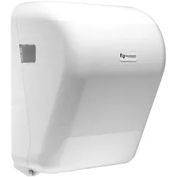 Herrmann Auto-Cut Handtuchpapier-Spender / ECO-Greenline / Aus 100% Recycling-Kunststoff / Weiß, Nachhaltig / Ideal für Hygienebereiche