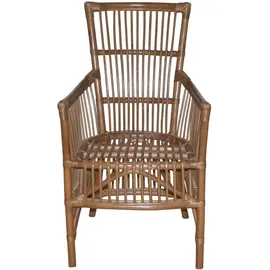 MID.YOU Sessel, Braun, Holz, Rattan, massiv, Uni, 55x96x62 cm, inklusive Armlehnen, Wohnzimmer, Sessel, Polstersessel