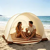 VUKHWX Pop-up Strandmuschel Für 3-4 Personen - 130x130x110cm Strandzelt Strands Zelts Mit 50+ UV Schutz, Tragbarer Automatisches Windschutz Wurfzelt Für Familie Camping Garten Strands (1pc)