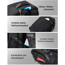 Inateck Reiserucksack 38,5 l Schwarz
