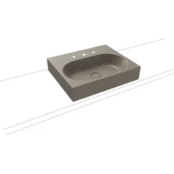 Aufsatzwaschtisch „Centro“ 60 × 50 cm, mit Hahnlochbohrung in warm grey 60, mit Perl-Effekt
