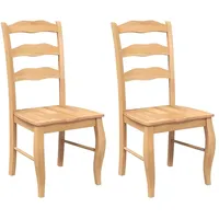 VidaXL Esszimmerstühle 2 Stk. Natur Massivholz Gummibaum