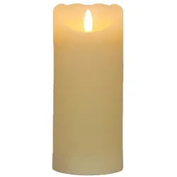 LED Echtwachskerze Elfenbein 6 Stunden Timerfunktion H 10 cm unbewegliche Flamme