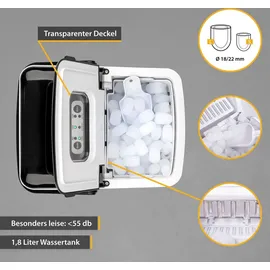 First Austria TZS First Austria Eiswürfelmaschine Edelstahl 9 Würfel in 7-9 Minuten, Eiswürfelbereiter 120W, Ice Cube Maker, 1,8 L Wassertank, LED Bedienpan... - Grau