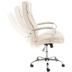 DELUKE® Bürostuhl JUBEL - 115x62x70, Creme | Kunstleder | Metall in Chromoptik Gestell | ergonomische Bürostühle Homeoffice Stuhl mit Rollen