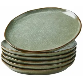 Loberon Dessertteller Biarré 6er Set türkis/braun
