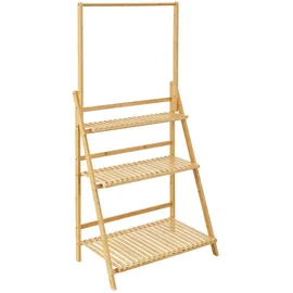 [en.casa] Pflanzenleiter 3-Ebenen 144 x 70 x 39,5 cm Natur
