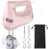 Elektrischer Handmixer mit Edelstahl Schneebesen, Knethaken, Elektrische