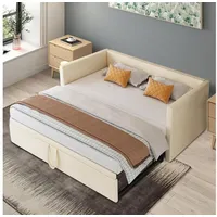 LuxusKollektion Schlafsofa Tagesbett Ausziehbett 90x200 180x200 Schlafsofa Beige Samt Ausziehbar beige
