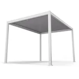 Blumfeldt Pavillon 3x4, Wasserdicht Stabil Winterfest, Lamellendach aus Verzinktem Stahl, Pulverbeschichteter Aluminiumrahmen, Wetterfest, Weiß -