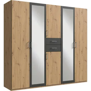 WIMEX »Diver Drehtürenschrank mit Spiegel, Schubladen, 225 oder 270cm breit«, Bestseller Schlafzimmerschrank wahlweise 3 Innenausstattungen, grau