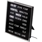 AMS Wanduhr Wortuhr LED Wanduhr Tischuhr 20x20cm (Quadratisch) schwarz